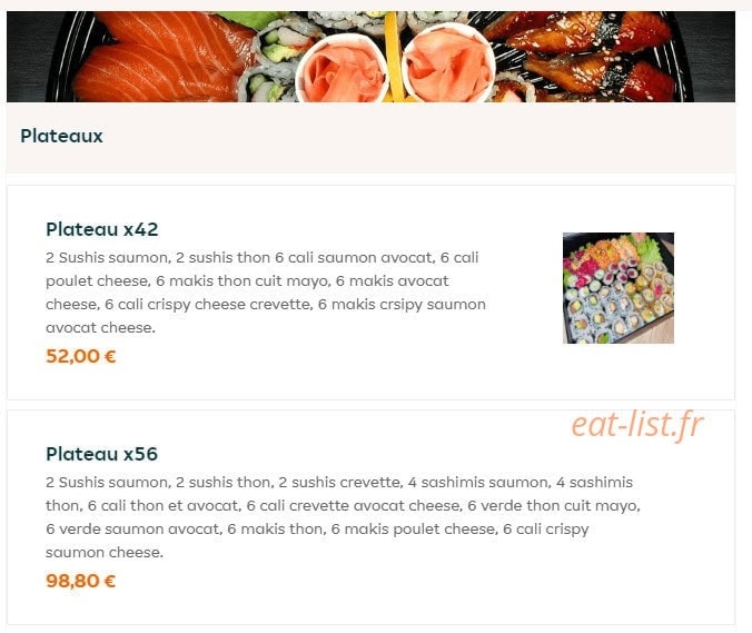 Gold Sushi — carte page 2
