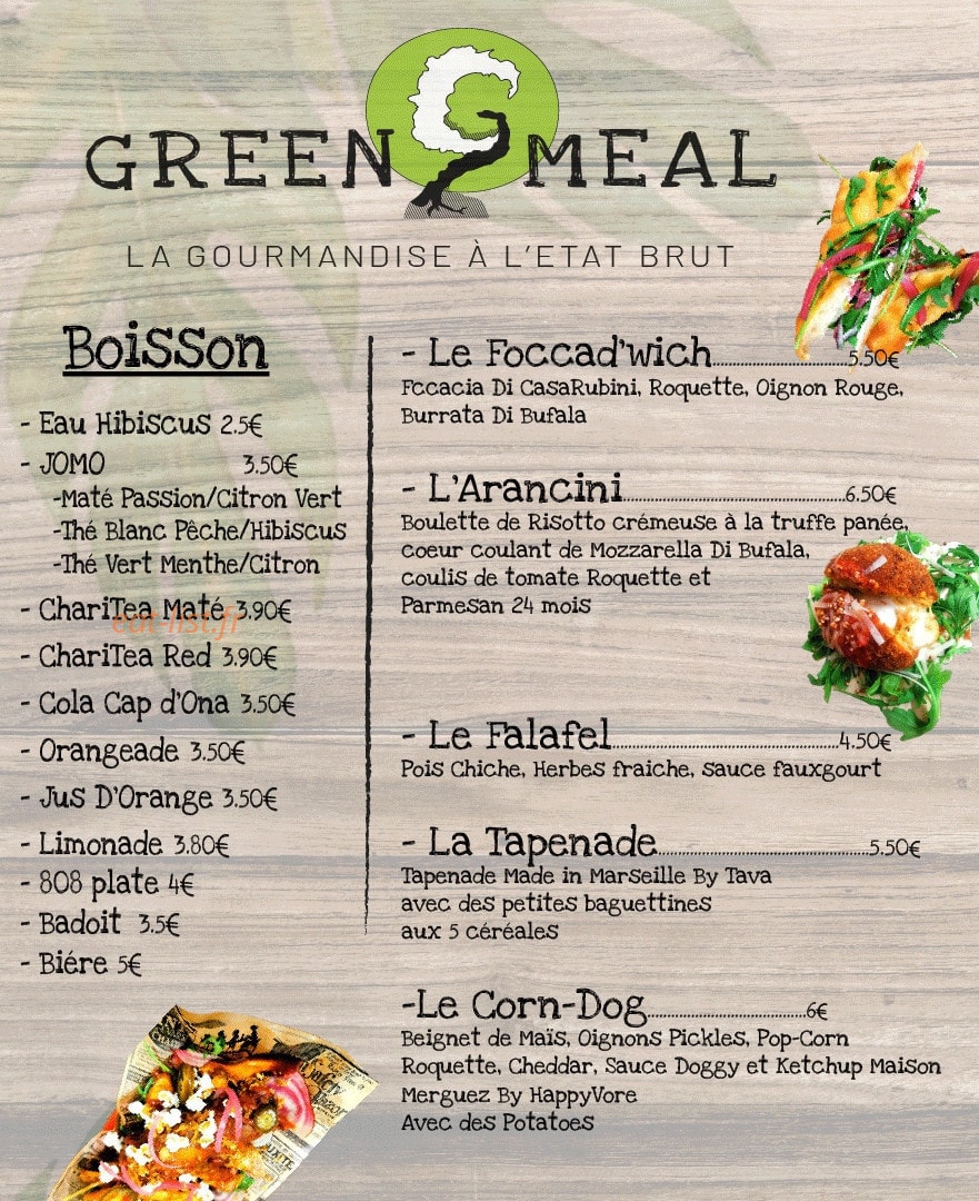 Green Meal — carte page 1