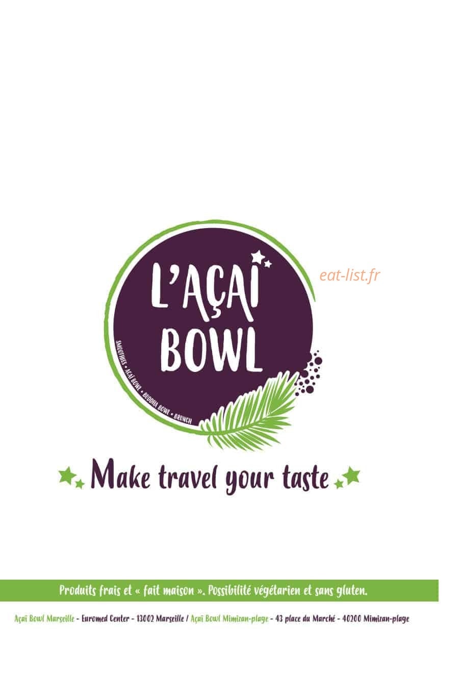 L’Açaï Bowl — carte page 1
