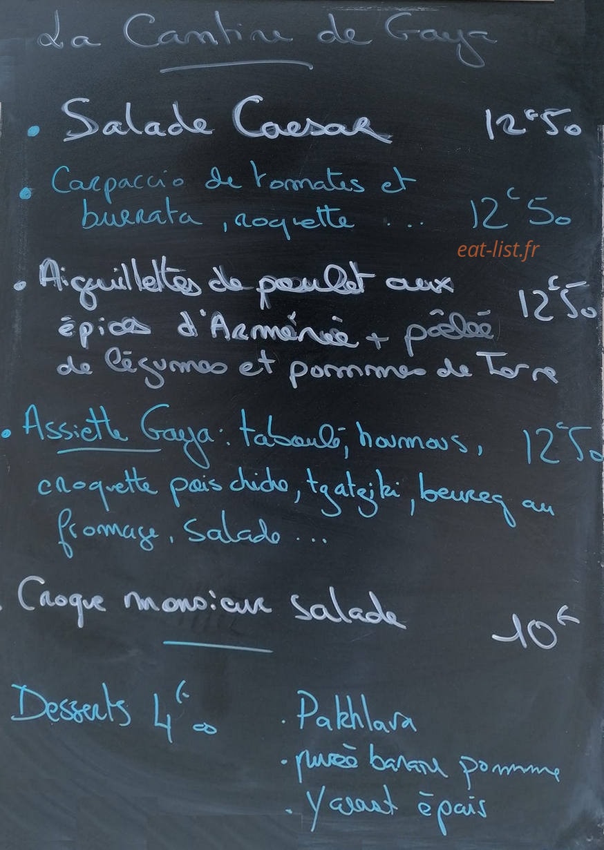 La Cantine de Gaya ! — carte page 1
