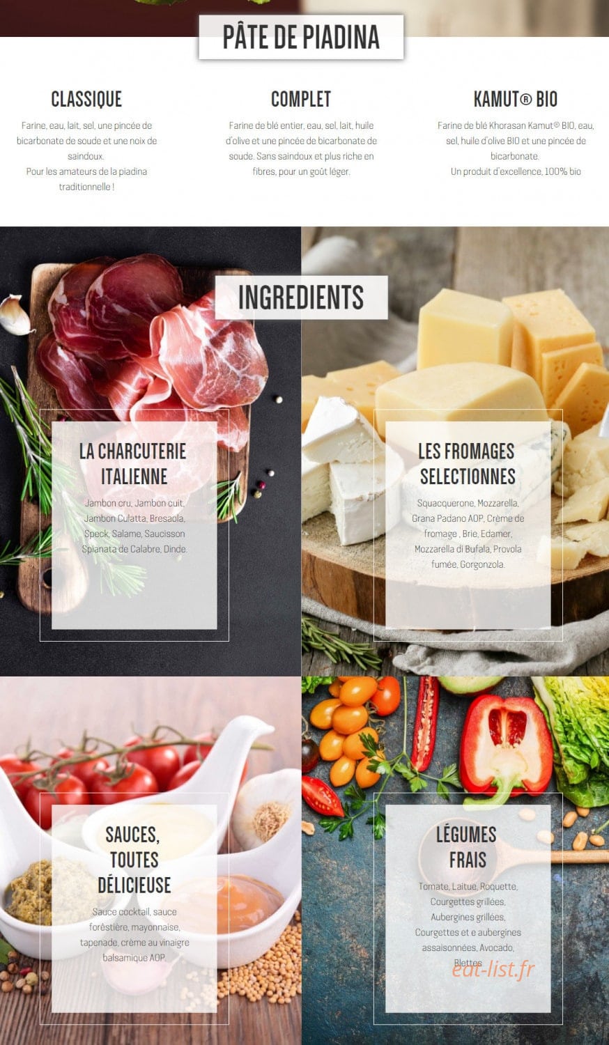 La Piadineria — carte page 3