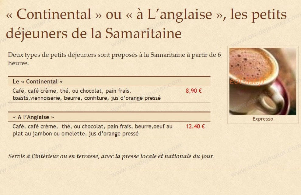 La Samaritaine — carte page 1