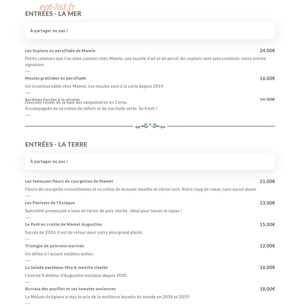 La Table d’Augustine — carte page 1