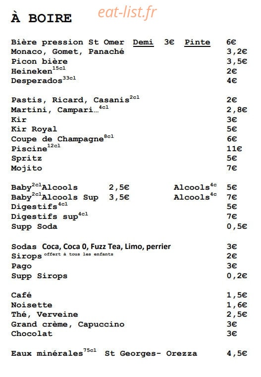 Le Bistro bleu — carte page 3