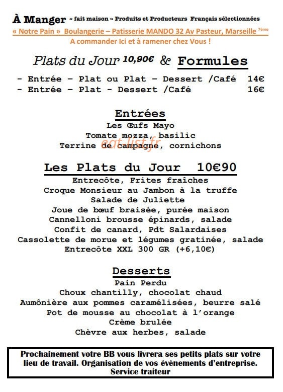 Le Bistro bleu — carte page 2
