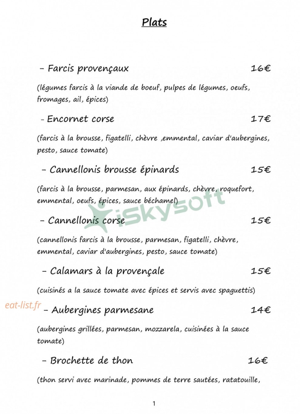Le Panier Marseillais — carte page 4