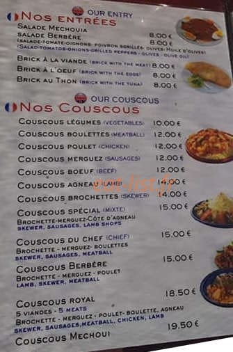 Le Veritable Couscous Berbere — carte page 1