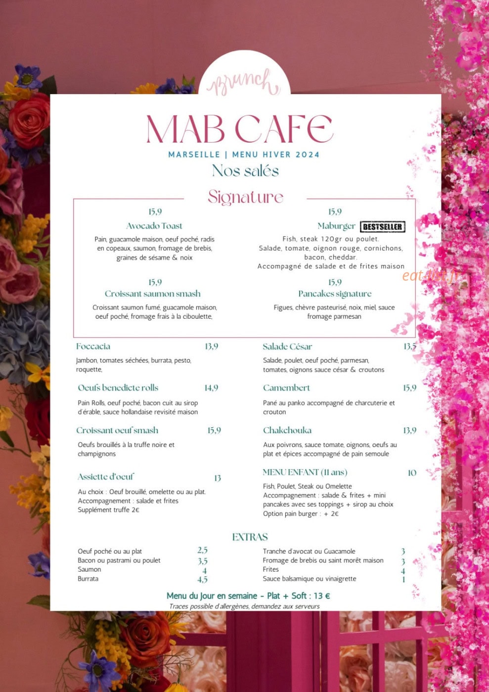 Mab Café Brunch — carte page 1