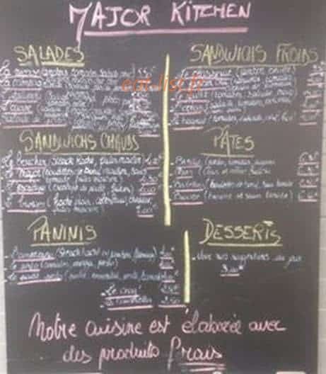 Major Kitchen — carte page 1