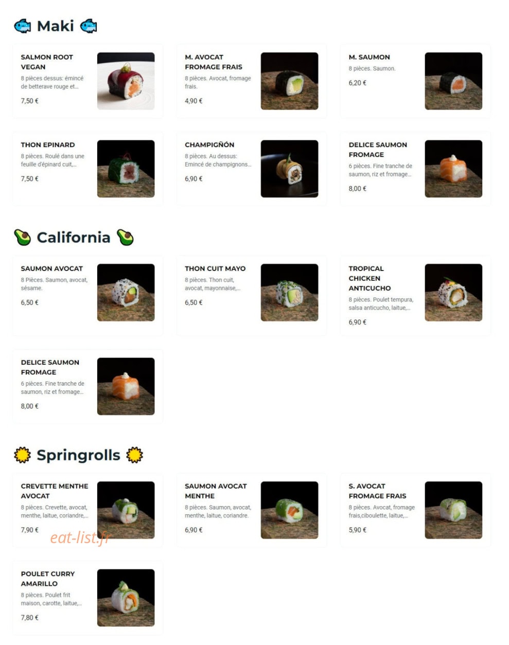 NKI sushi — carte page 3
