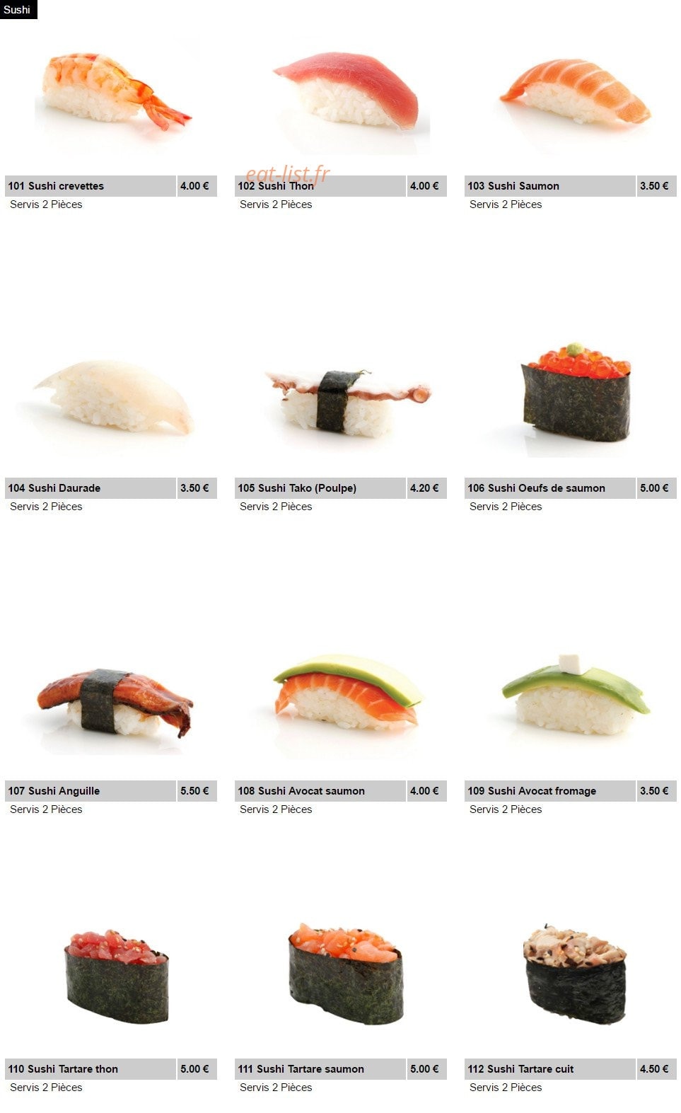 Shuriken Sushi II — carte page 8