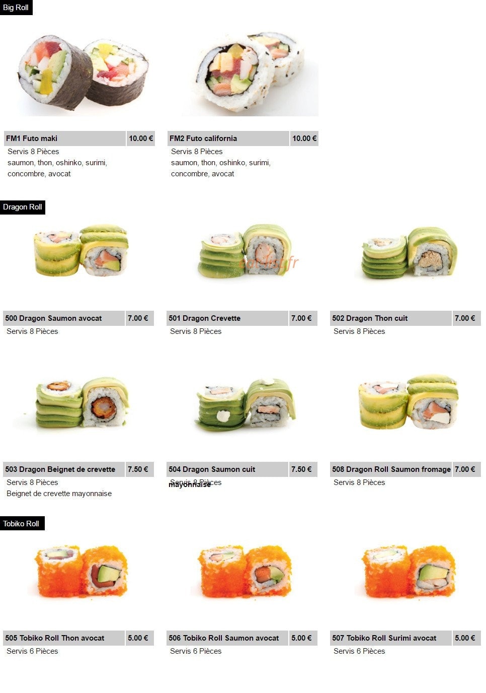 Shuriken Sushi II — carte page 12