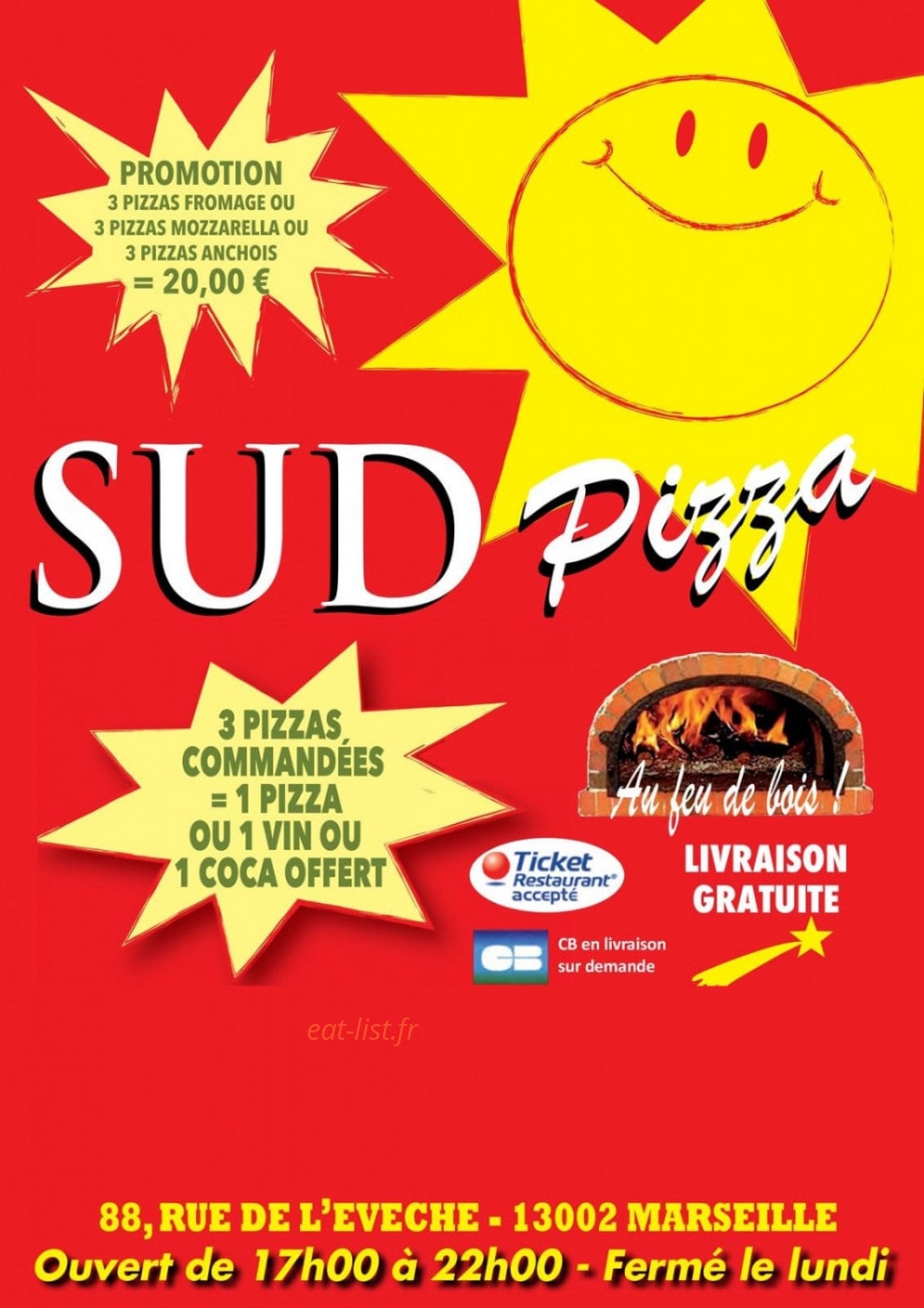 Sud Pizzas — carte page 1