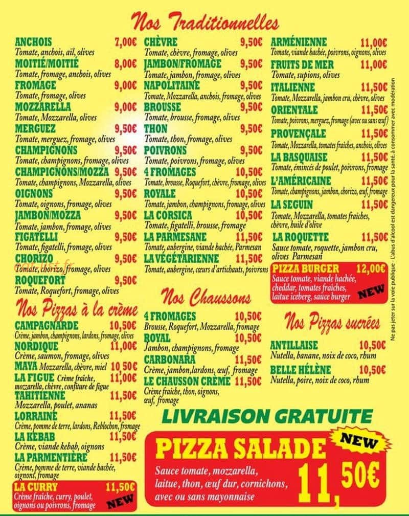 Sud Pizzas — carte page 2