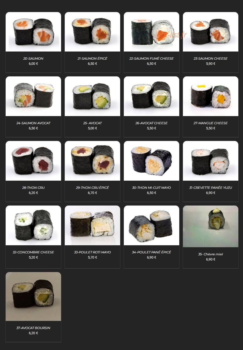 The Sushi — carte page 2