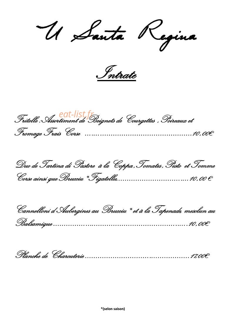 U Santa Regina — carte page 2
