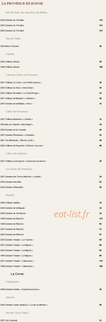 Une Table au Sud — carte page 24