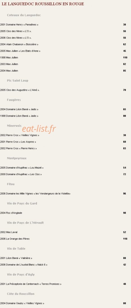 Une Table au Sud — carte page 15