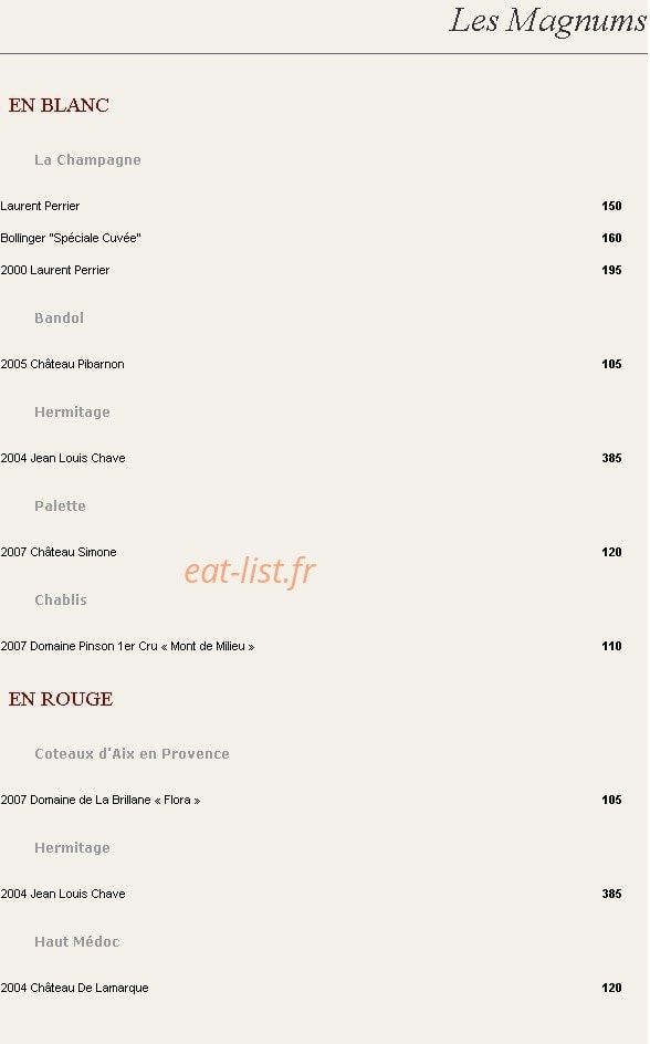 Une Table au Sud — carte page 20