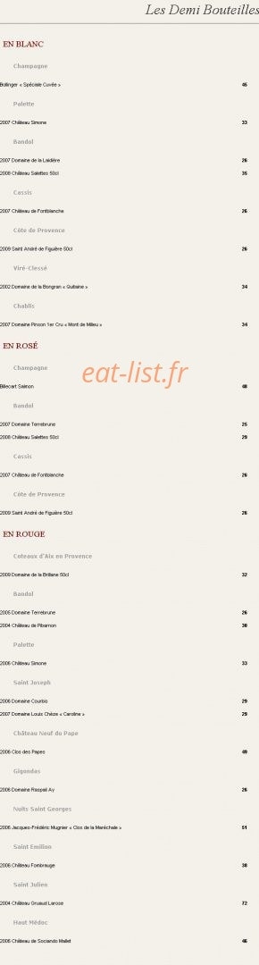 Une Table au Sud — carte page 19