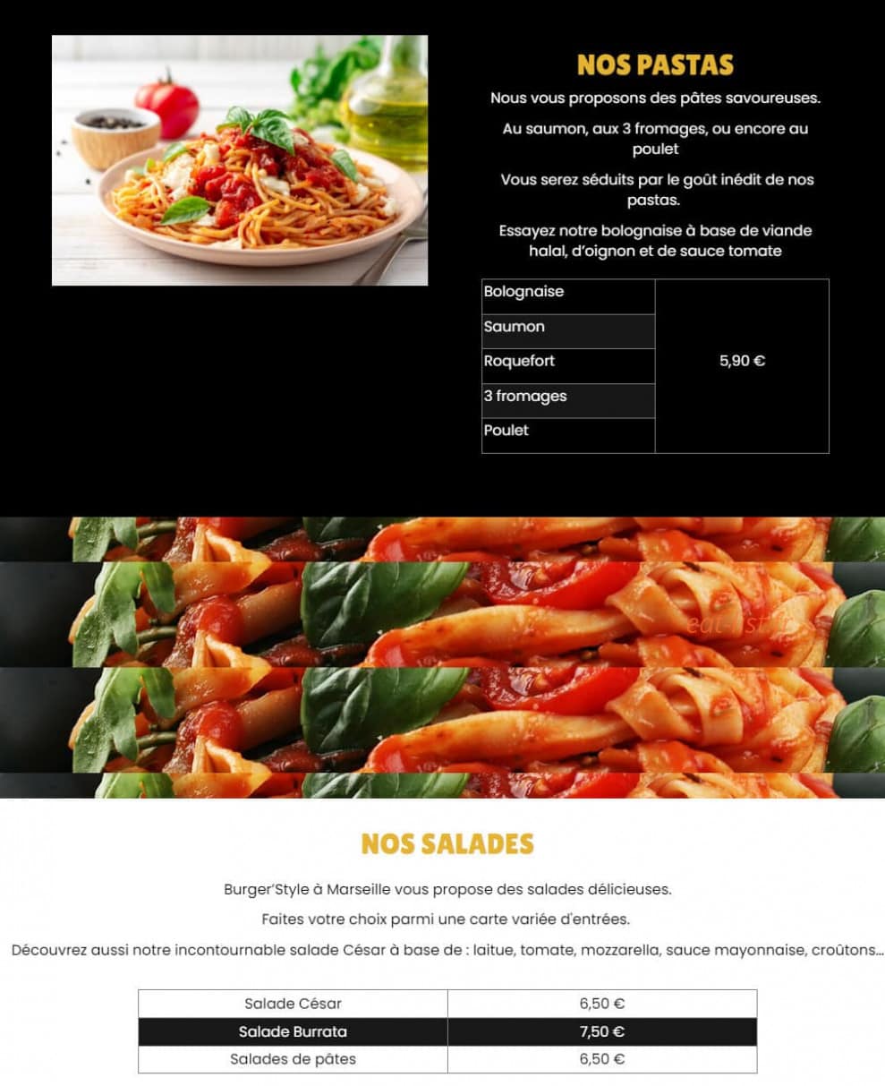 Burger'Style — carte page 2