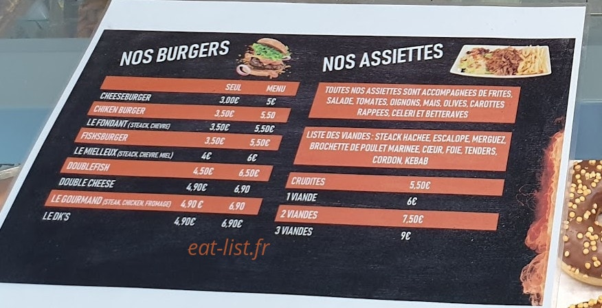 Dk's Food — carte page 1