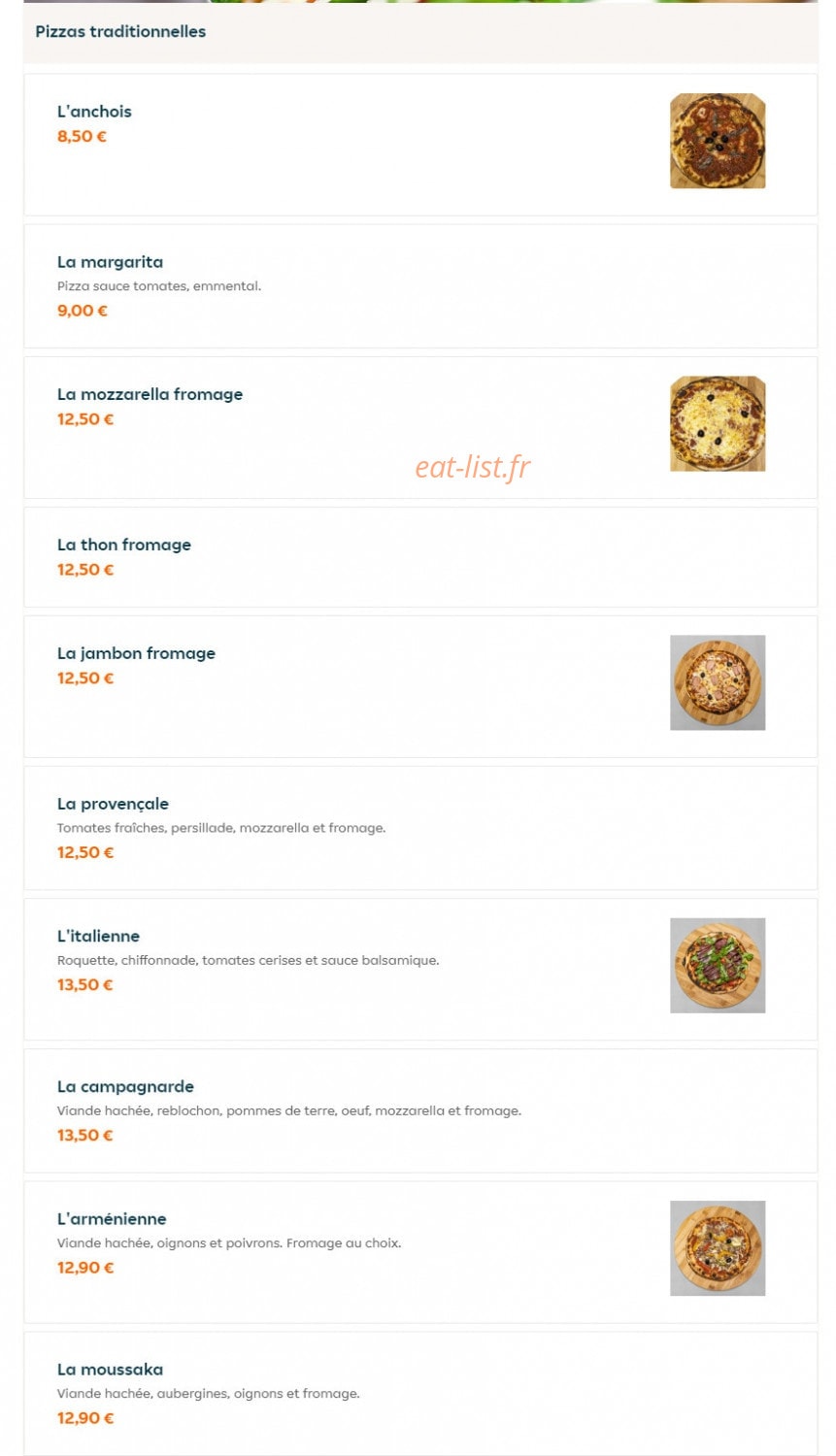 Modo Pizza — carte page 1