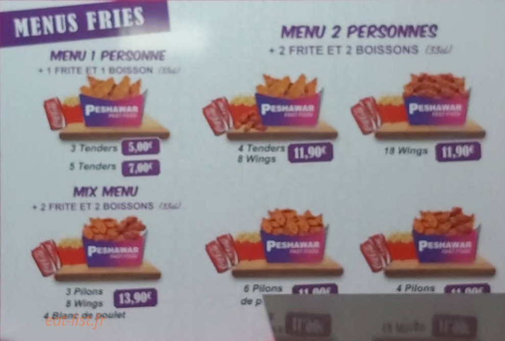 Peshawar fast food — carte page 3