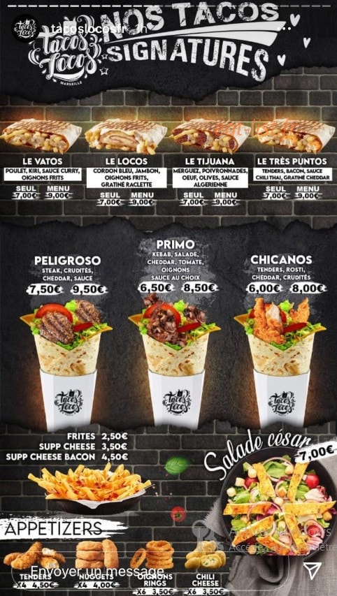 Tacos locos — carte page 1
