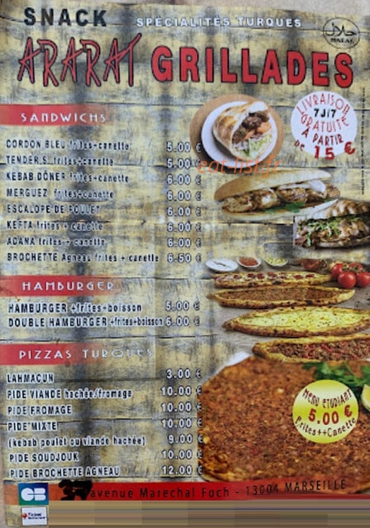 Ararat grillade — carte page 1