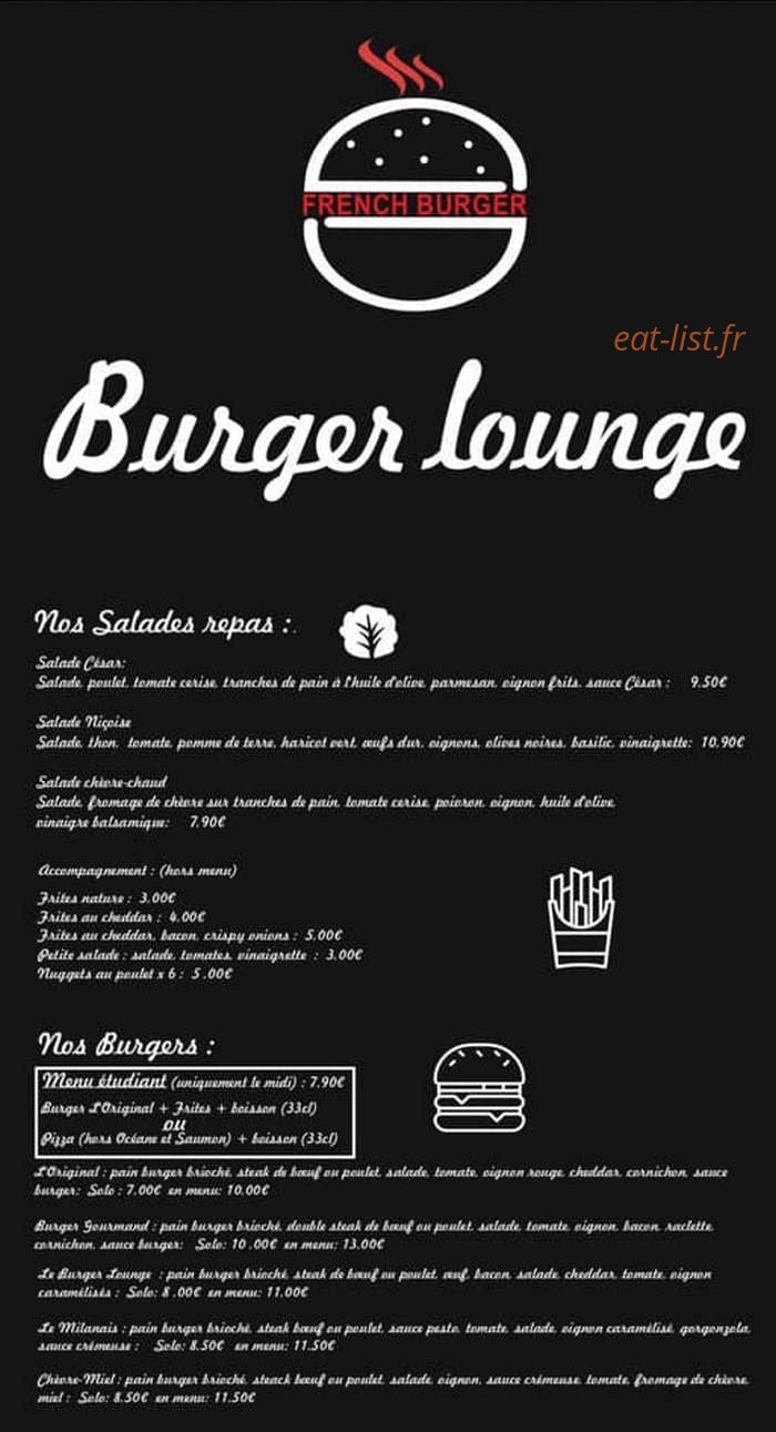 Burger Lounge — carte page 1