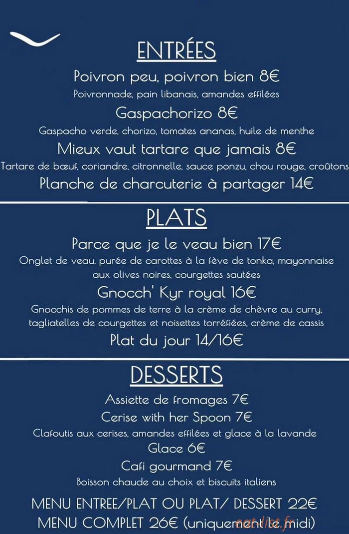 Cafi Shop — carte page 1