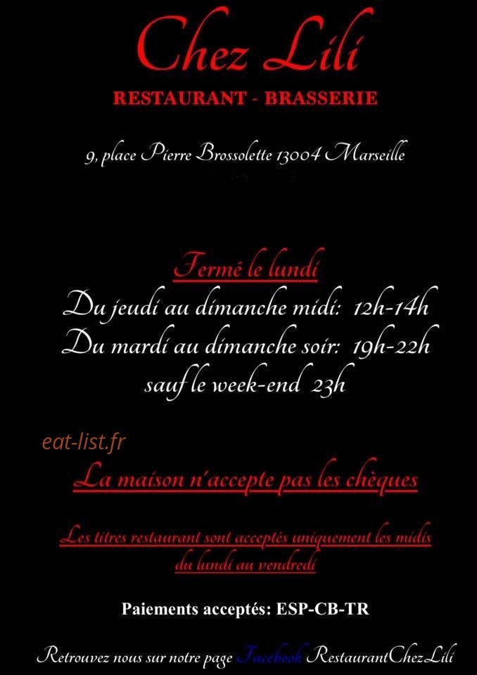 Chez Lili — carte page 1
