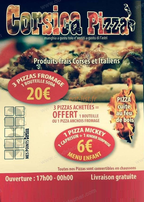 Corsica pizza — carte page 1