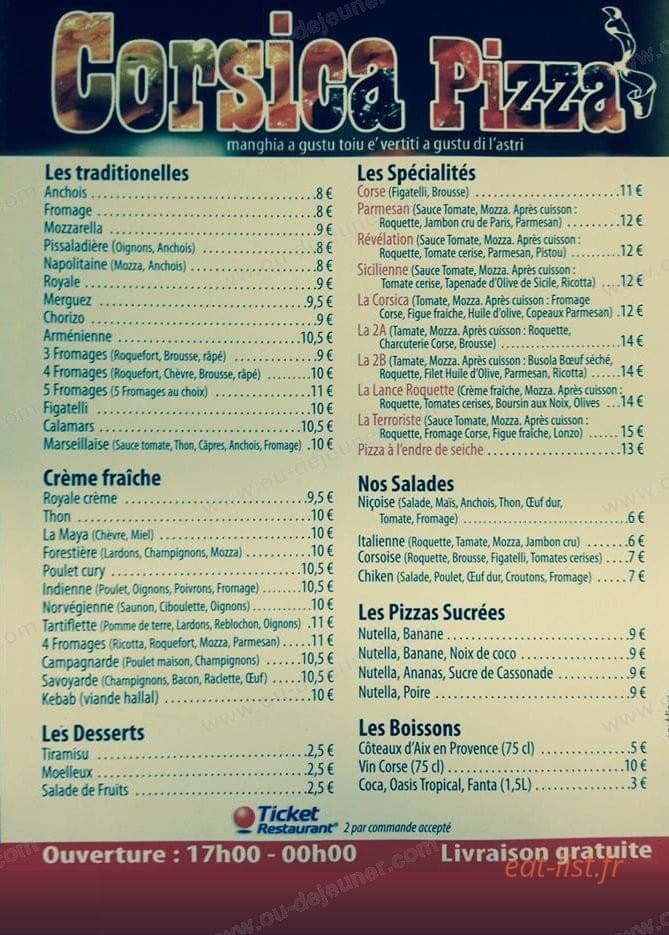 Corsica pizza — carte page 2