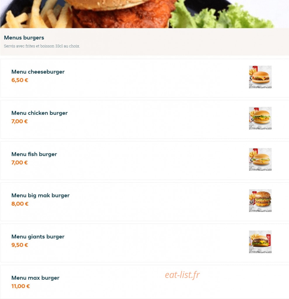 Factory Food — carte page 1