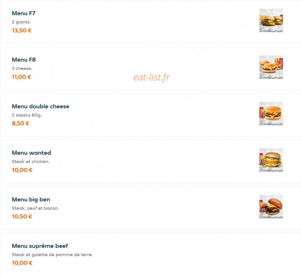 Factory Food — carte page 3