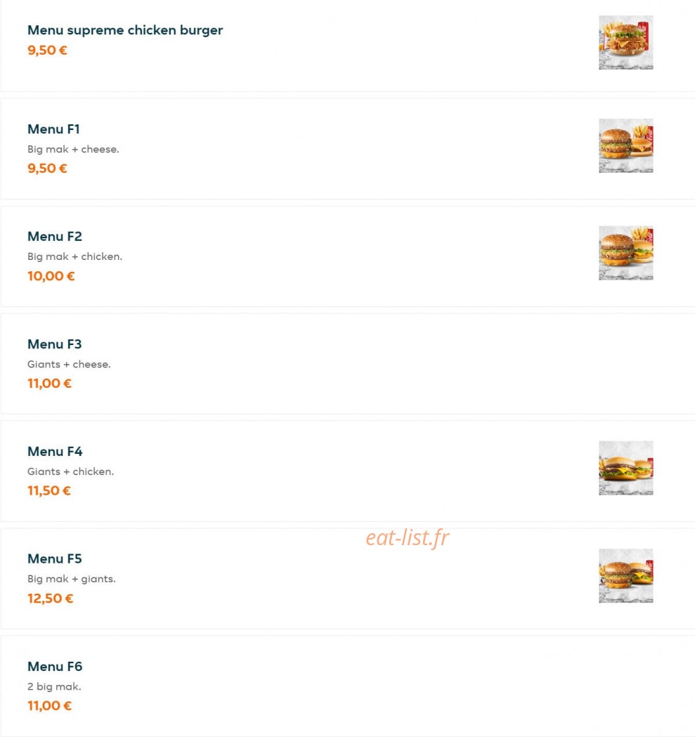 Factory Food — carte page 2