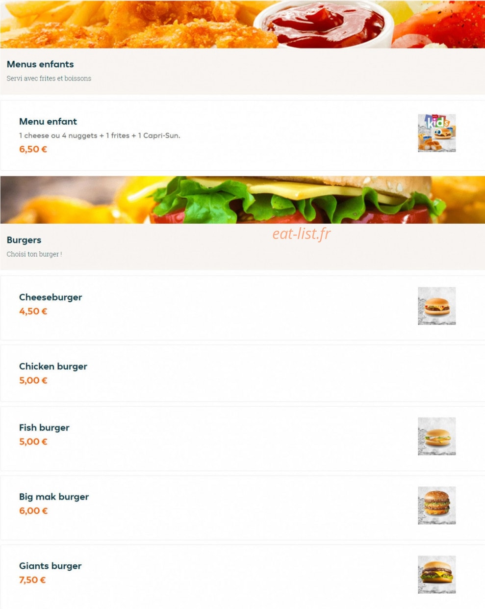 Factory Food — carte page 8