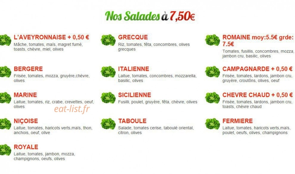 Insalata et pasta — carte page 1