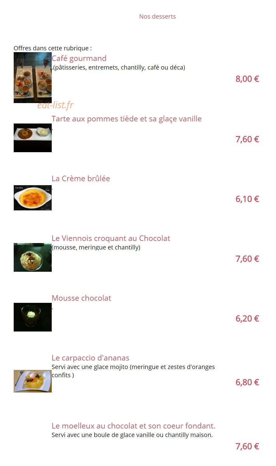 Le bistrot marseillais — carte page 6