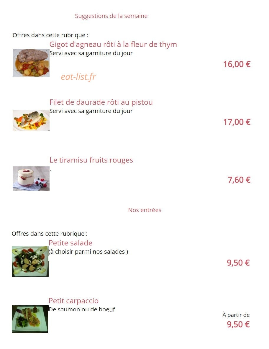 Le bistrot marseillais — carte page 1