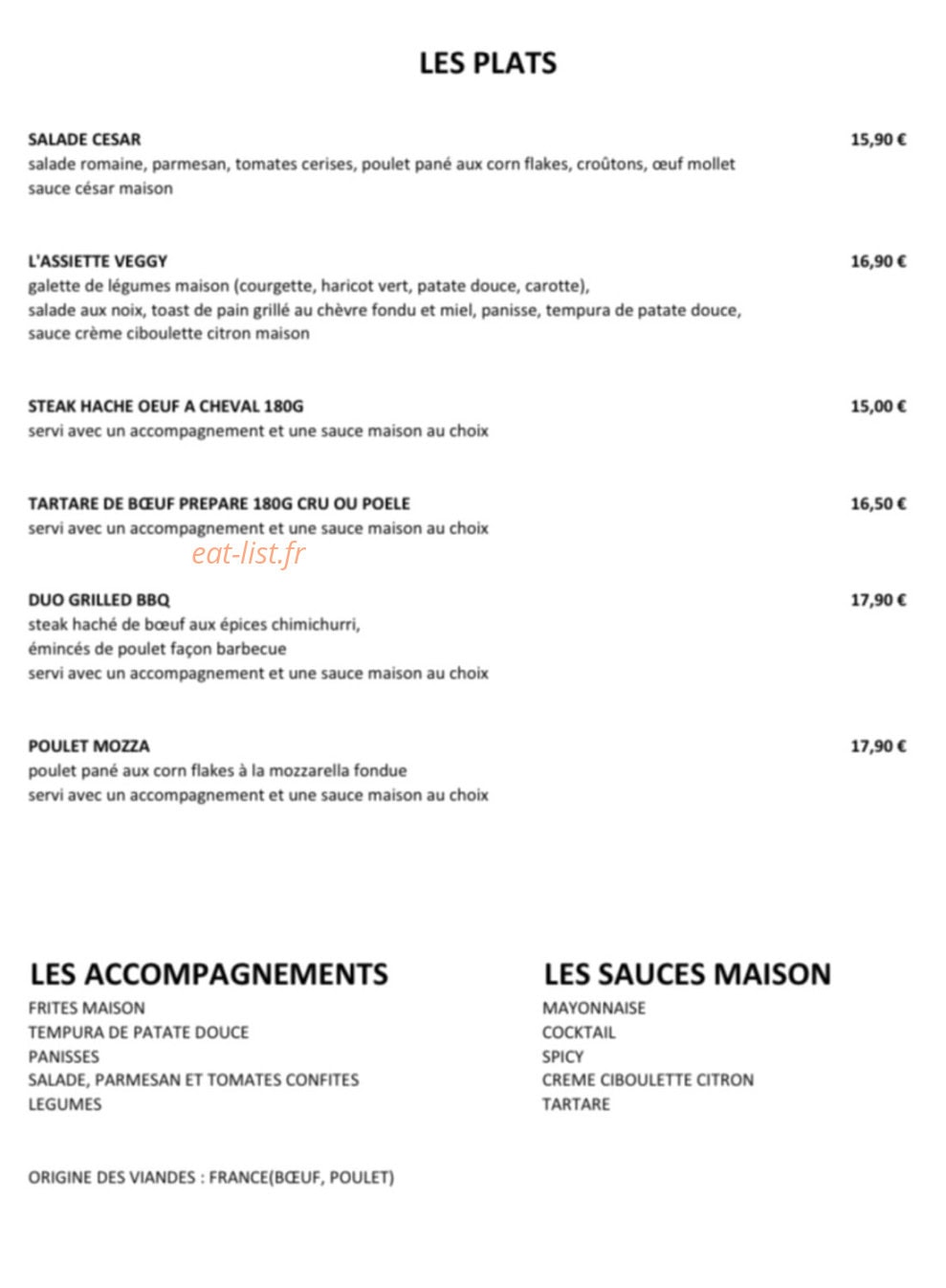 Le Panier à Burgers — carte page 2