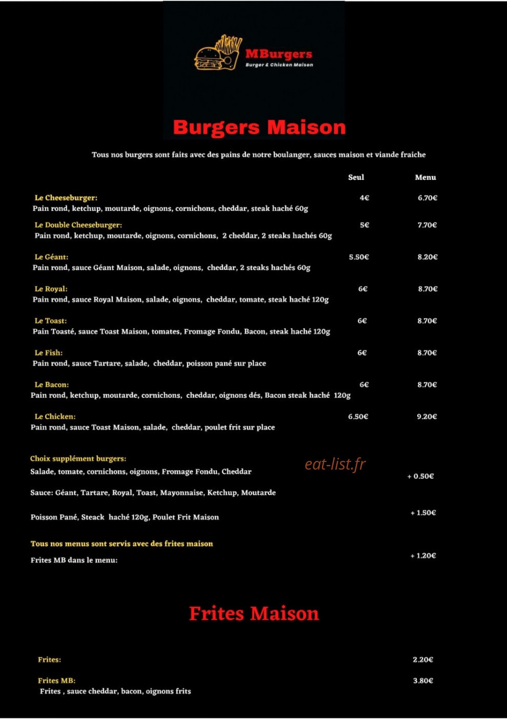 MBurgers — carte page 1