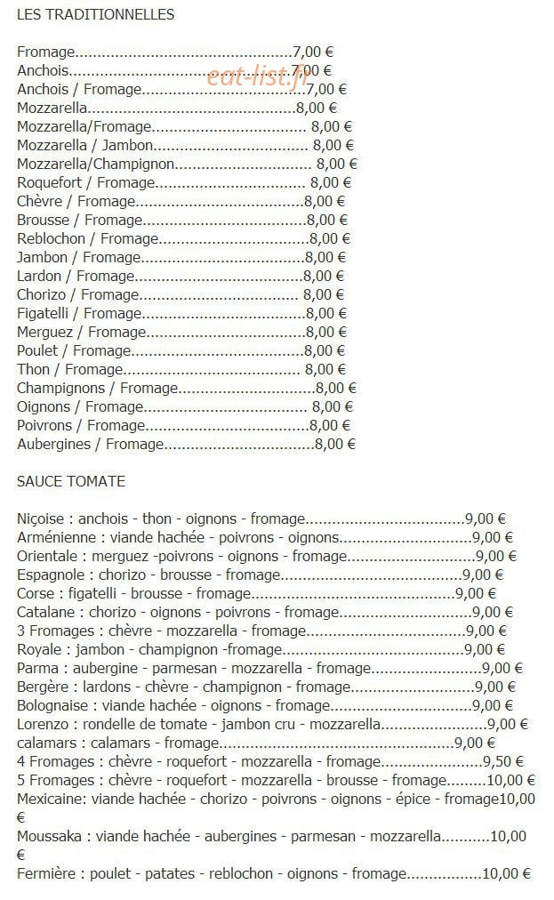 Palermo Pizza — carte page 2