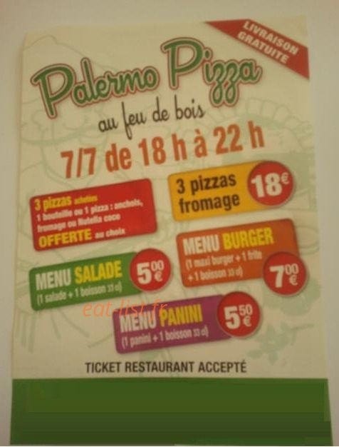 Palermo Pizza — carte page 1