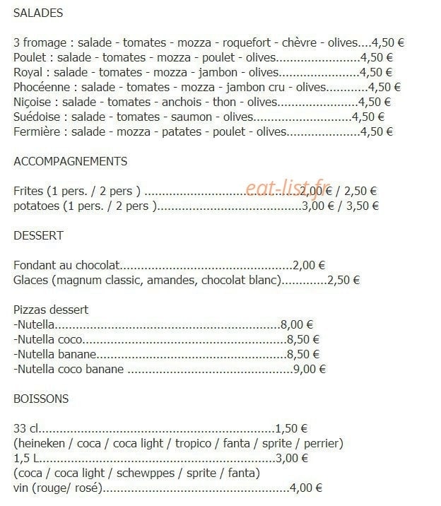 Palermo Pizza — carte page 4