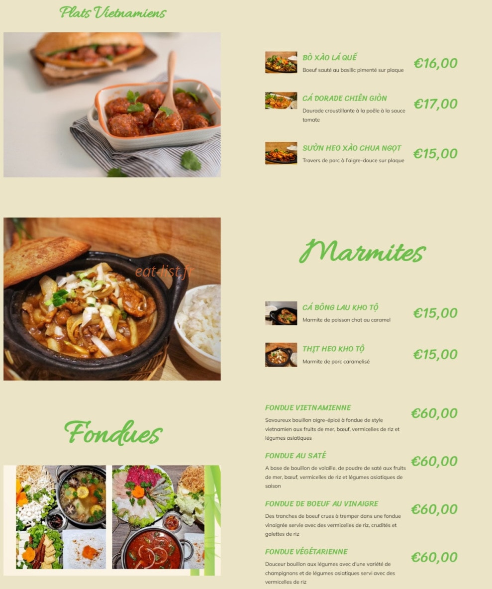 Pho Vietnam — carte page 3