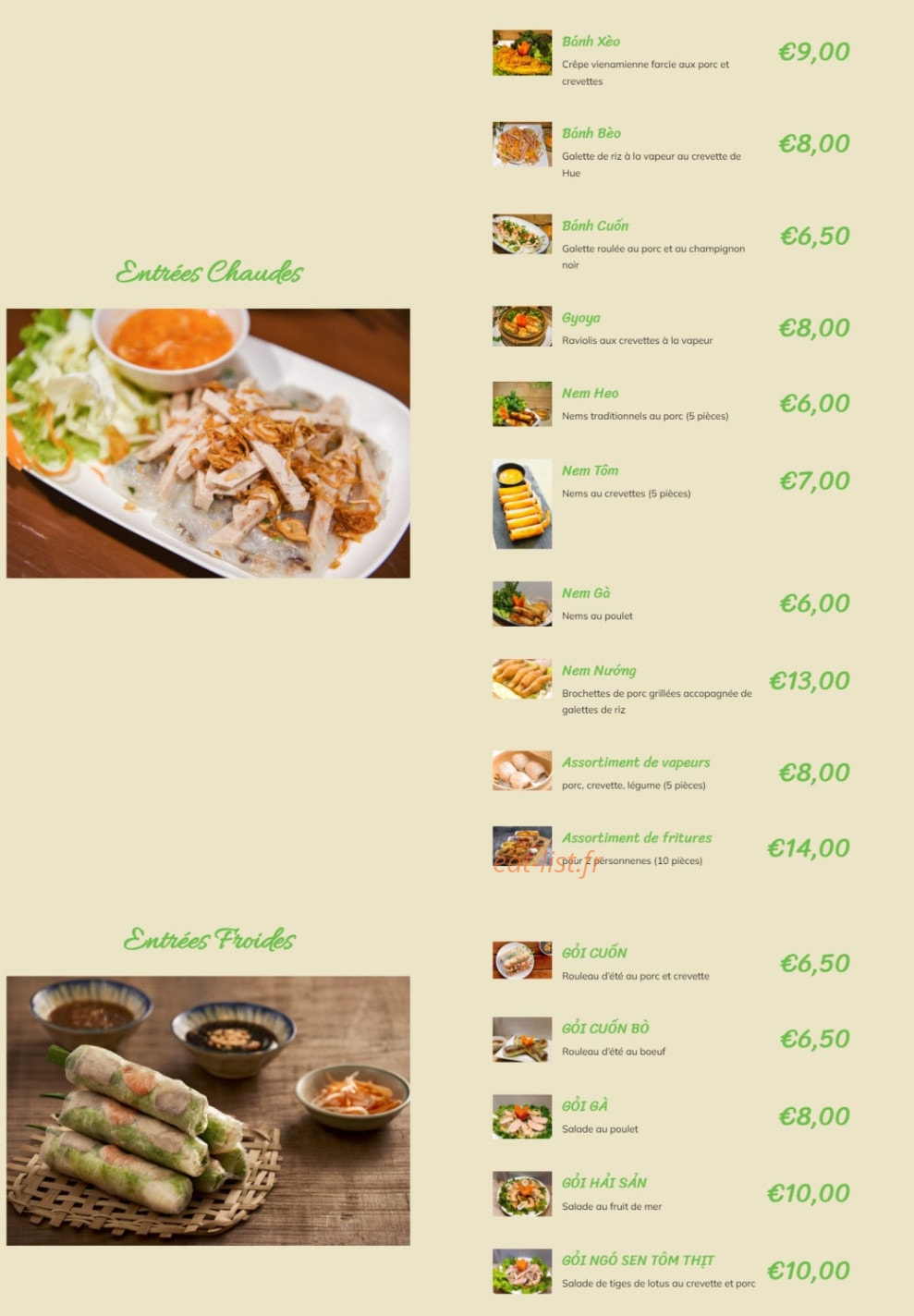 Pho Vietnam — carte page 1