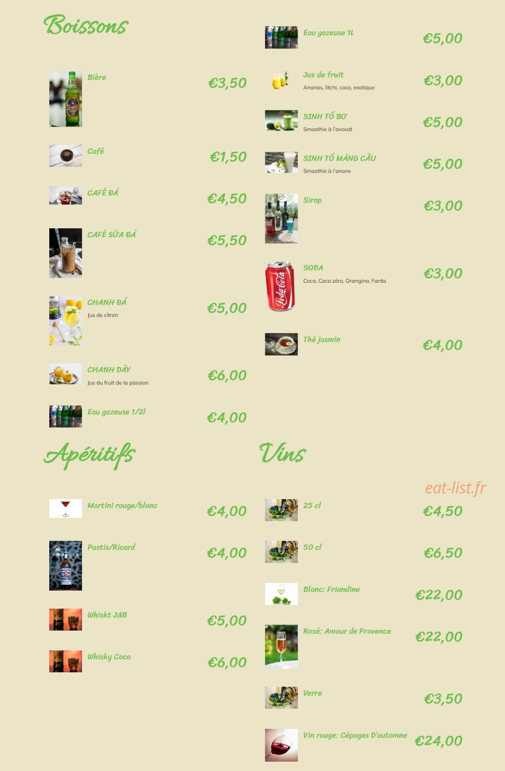 Pho Vietnam — carte page 6